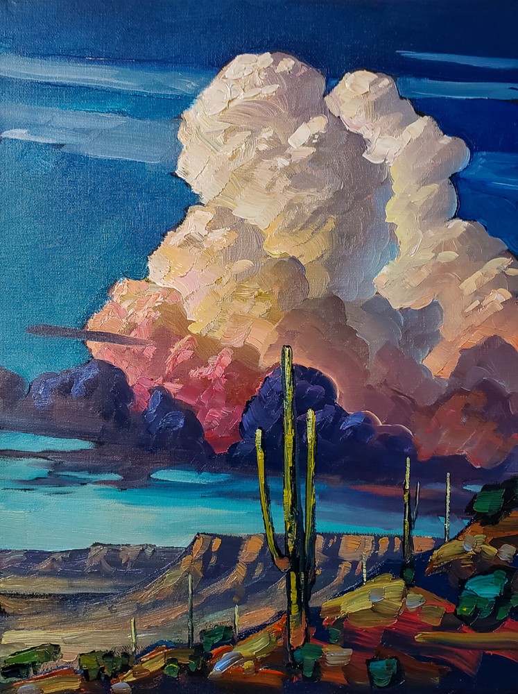 PRINT Hawkins Landscape Giclee Art Canvas Signed Edition Cactus Clouds Sky 284P