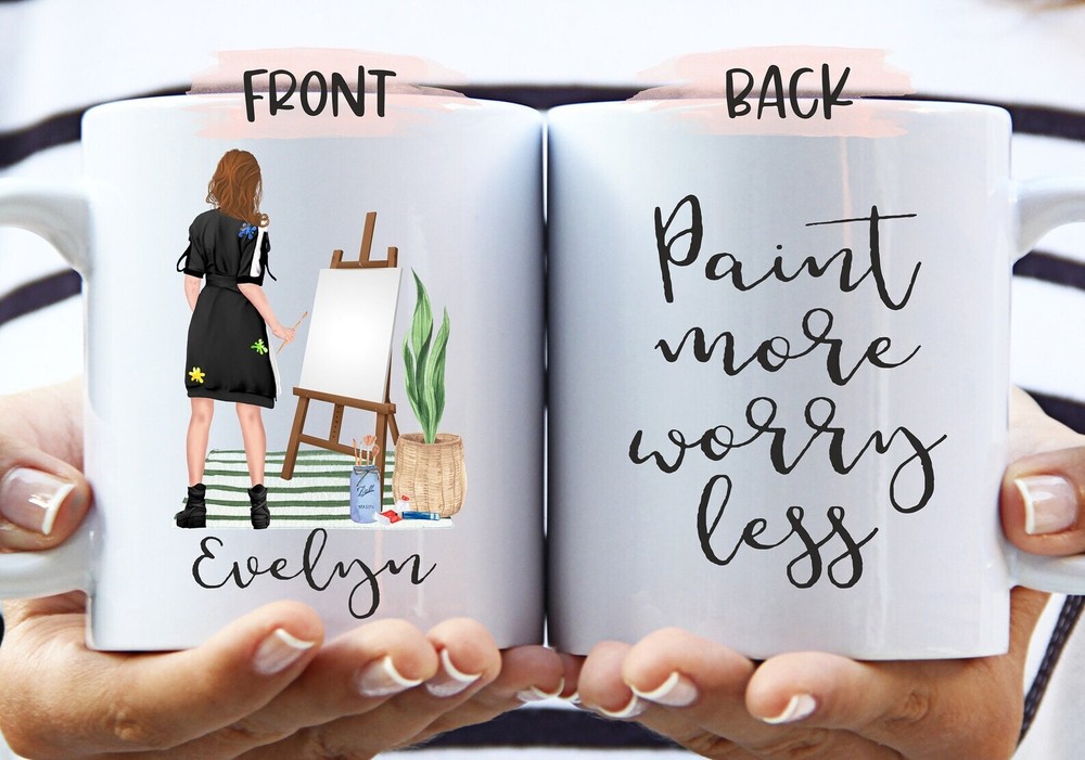 Paint More Worry Less Custom Painter Mug Painter Gift Art Teacher Mug Custom Art