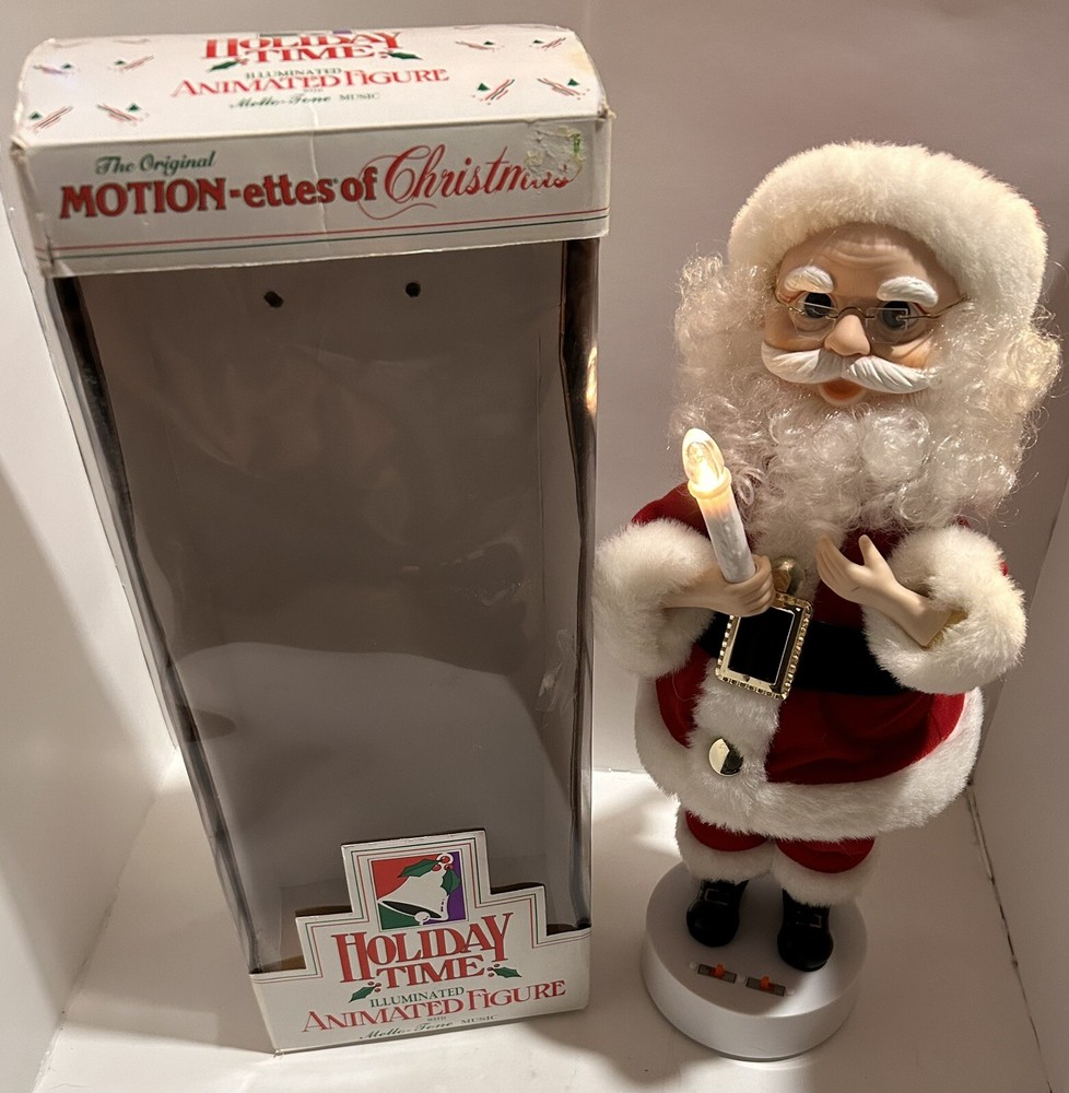 Holiday Time illuminated Animated Santa Mello-Tone Music Vintage Christmas Doll