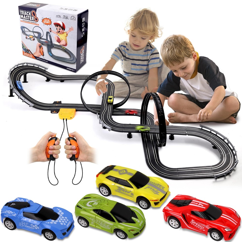 Slot Car Race Track Set Electric Powered Race Track Dual Racing Car Track Set