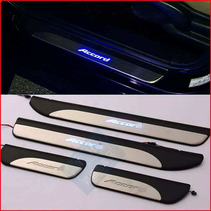LED Illuminated Door Sill Scuff Plate Guards Trim Fit For Honda Accord 2014-2017