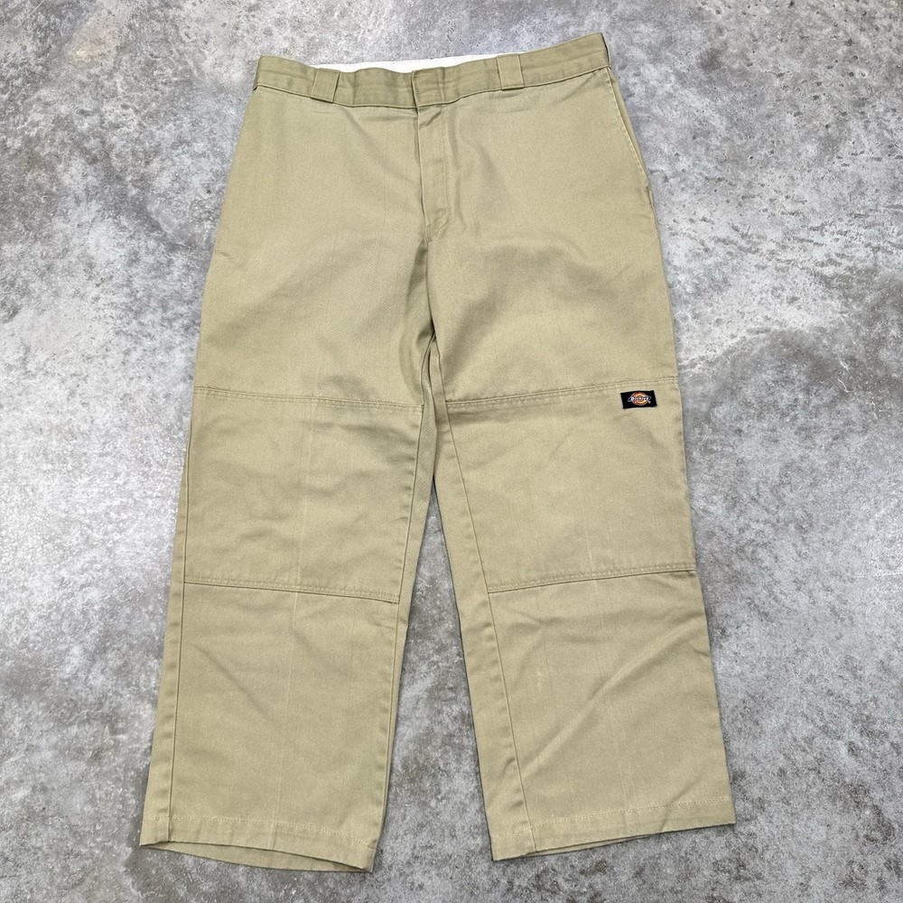 Vintage Dickies Double Knee Baggy Skater Pants Mens 38x29 Beige Y2K Wide Leg
