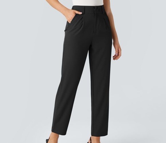 Halara Flex High Waisted Flare Work Pants with Back Pockets Black XS
