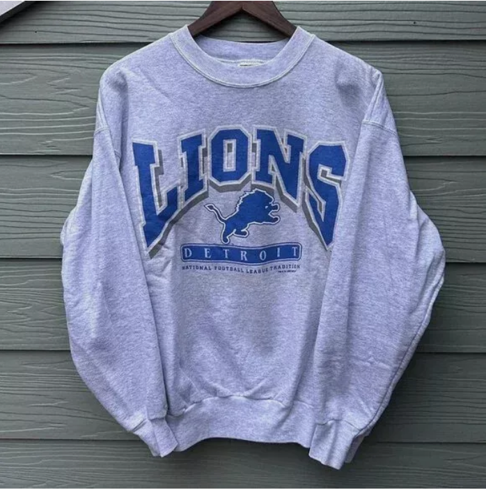 Retro Detroit Lions Graphic Ash SweatShirt Unisex Men Women Reprint AN35619