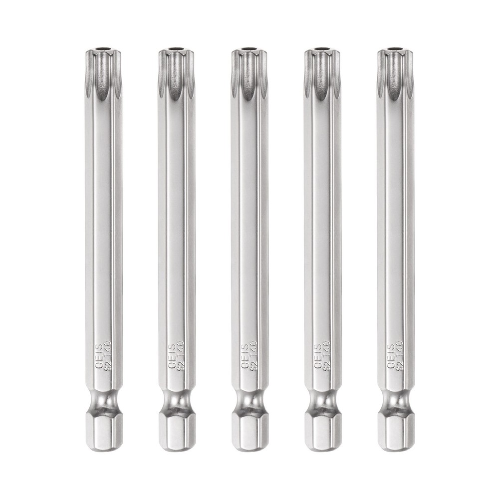 5Pcs T40 Torx Bit 1/4 Hex Shank 3 Inch S2 Steel Drill Bits  