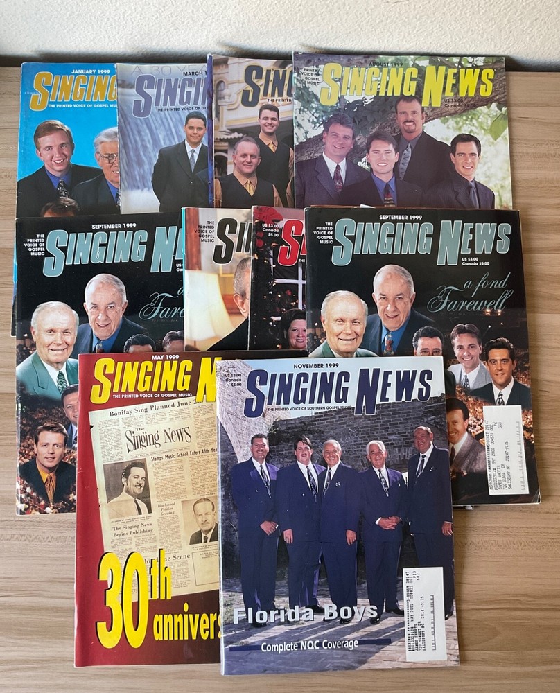 Singing News Southern Gospel Magazines 1999,  Lot of 10 Rare