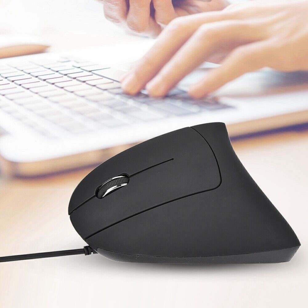 Ergonomic Left-Handed USB Vertical Gaming Mouse for Healthy Wrist Support