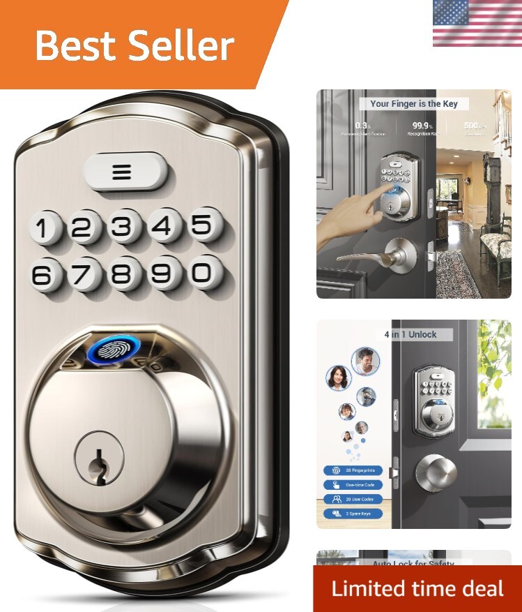 Biometric Smart Lock with Keypad – Easy Install & Secure One-Time Access  -image