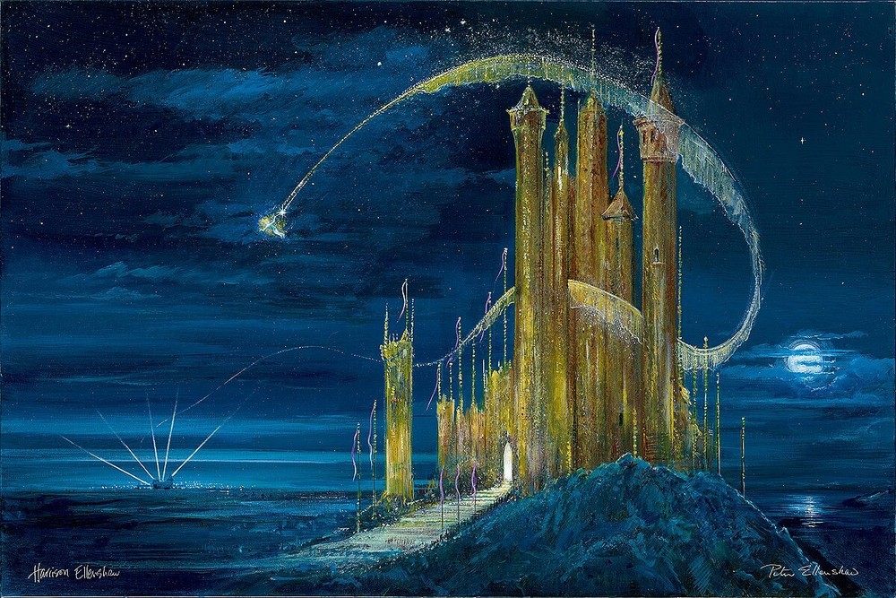 Pan Tinker Bell Disney Art by Harrison Ellenshaw Signed Limited Edition 195 Gold Castle
