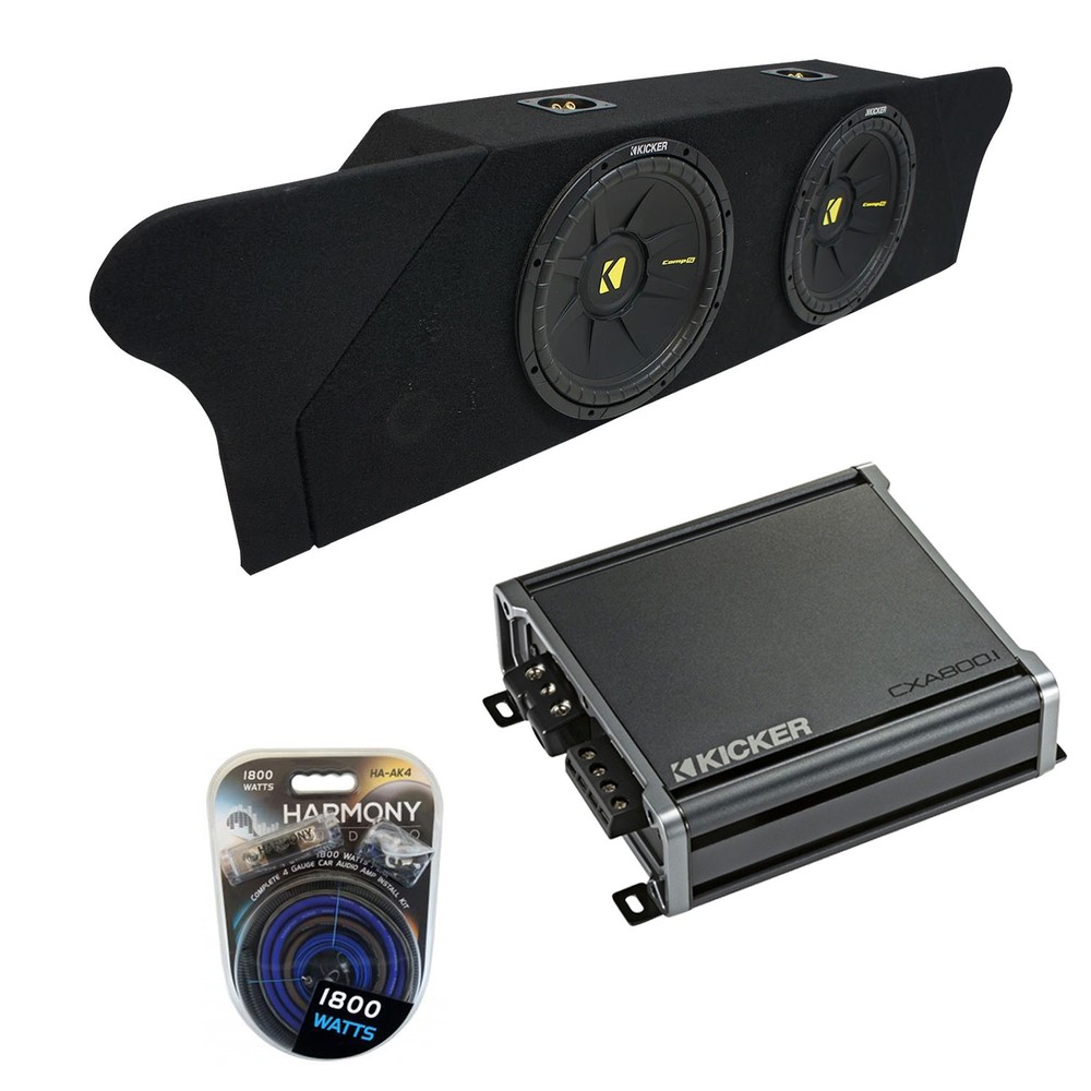 2010-2015 Chevy Camaro Coupe Trunk Kicker CompC CWCS10 Dual 10-Inch Subwoofer Box with CXA800.1 Amp