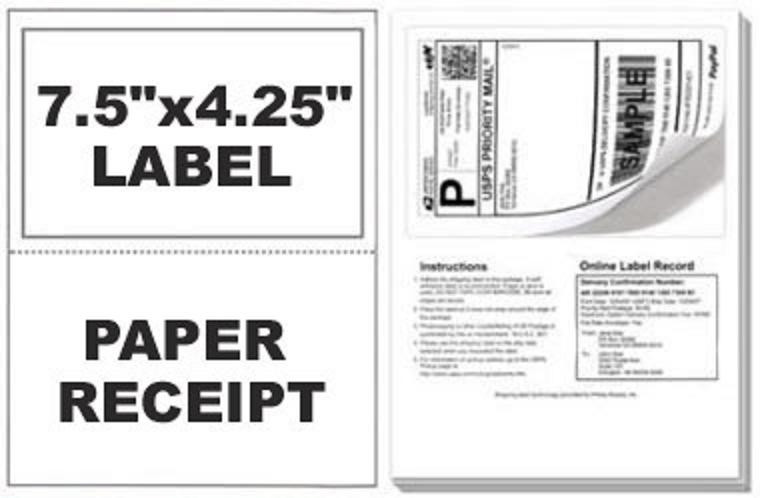 200 Self-Adhesive Mailing Labels with Tear-Off Receipt for PayPal Shipping-image
