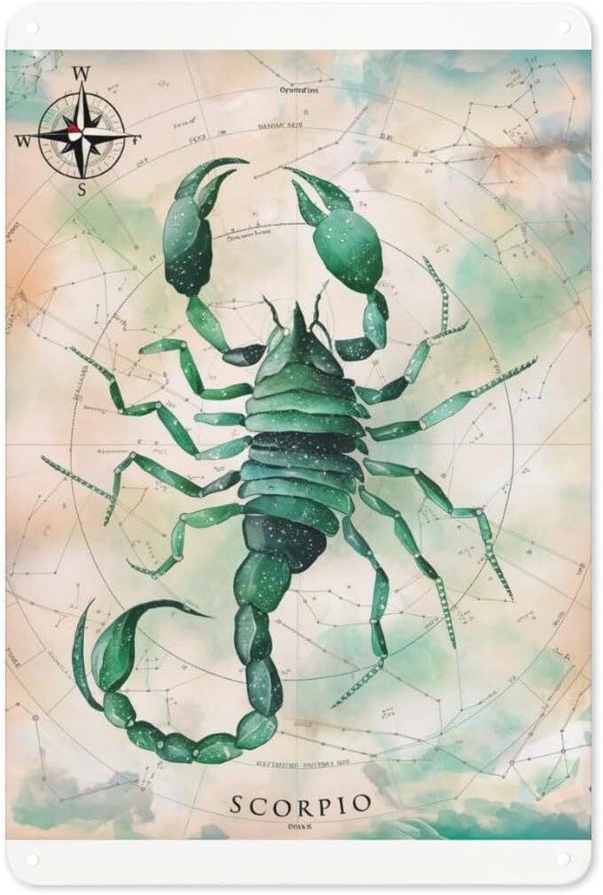 Scorpio Zodiac Gothic Metal Wall Art 8x12in for Bedroom Altar Mystic Decor