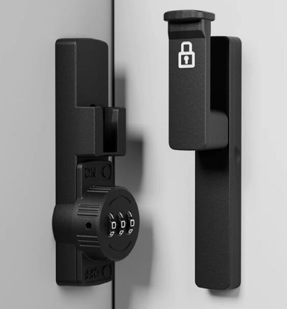 Password Protected 90 Degree Black Zinc Alloy Lock Secure Your Barn Door Use ...-image