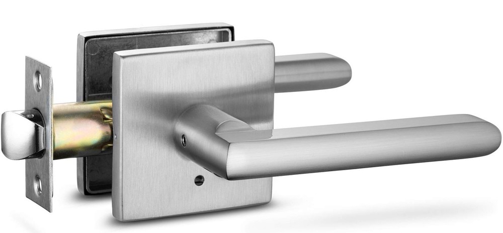 Privacy Lever Door Handle Slim Square Easy to Open Locking Lever Set [for Bed...