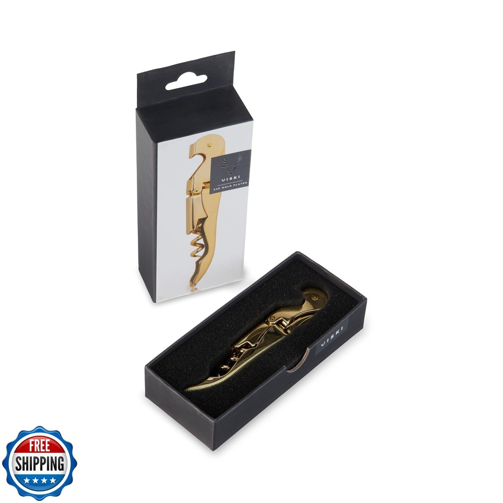 Viski 24K Gold Plated Double Hinged Corkscrew Wine Opener