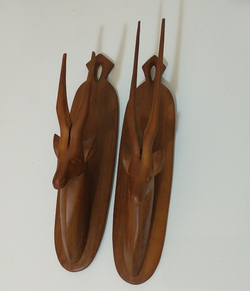 Oryx Antelope Deer Hat Coat Hanger Wooden Sculpture Wall Hanging Decor Hunter