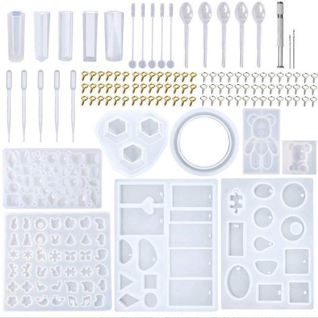 229pcs Silicone Molds for Resin Jewelry Making, Pendants & Epoxy Spoon Craft Kit