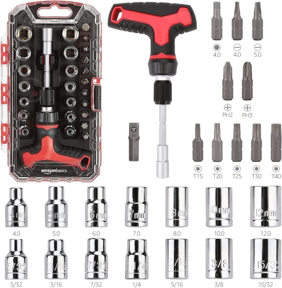 27-Piece Magnetic T-Handle Ratchet Wrench and Screwdriver Set