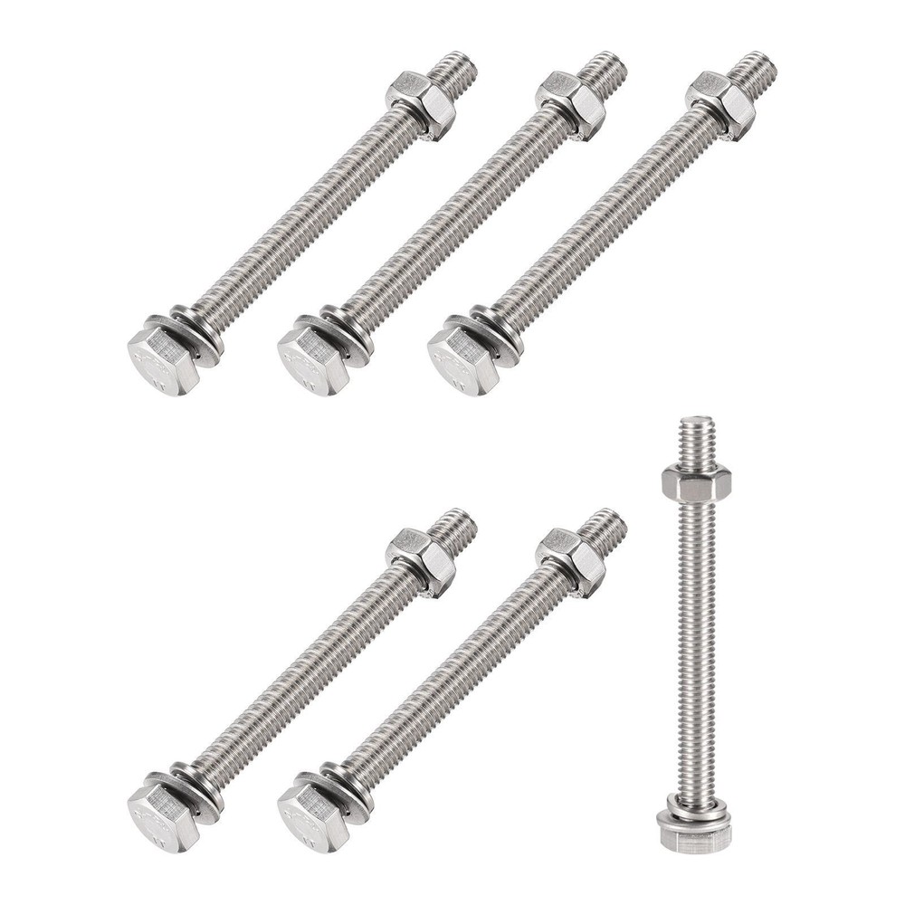 Hex Head Screws Bolts, Nuts, Flat & Lock Washers Kits (M6x70mm) 6Sets