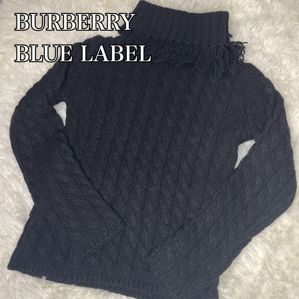 Burberry Blue Label Black Cable Knit Sweater Alpaca Wool - New Condition
