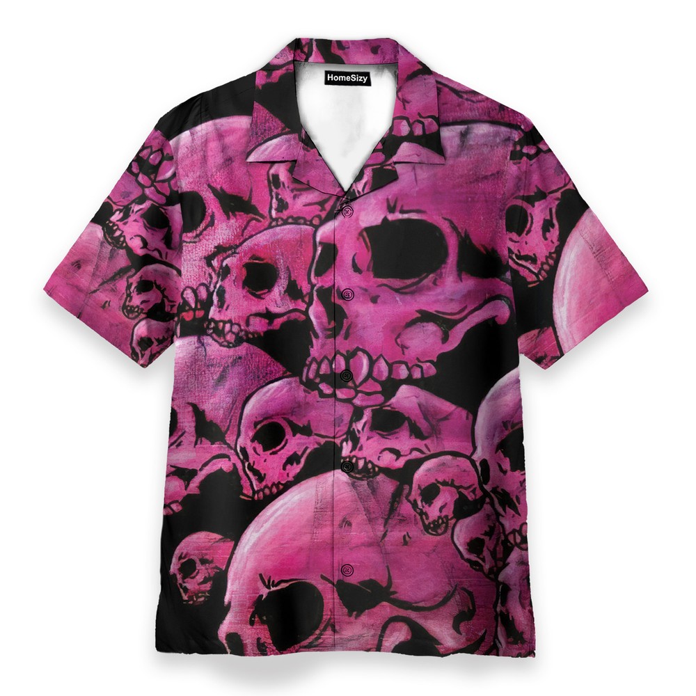 Graphic Purple Skull   Hawaiian Shirt