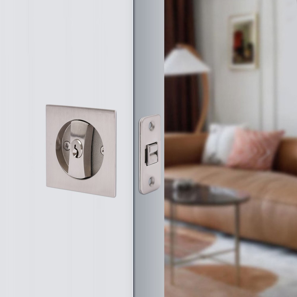 Square Sliding Door Lock Entry Lock Stainless Double Hook Lock Body Silver