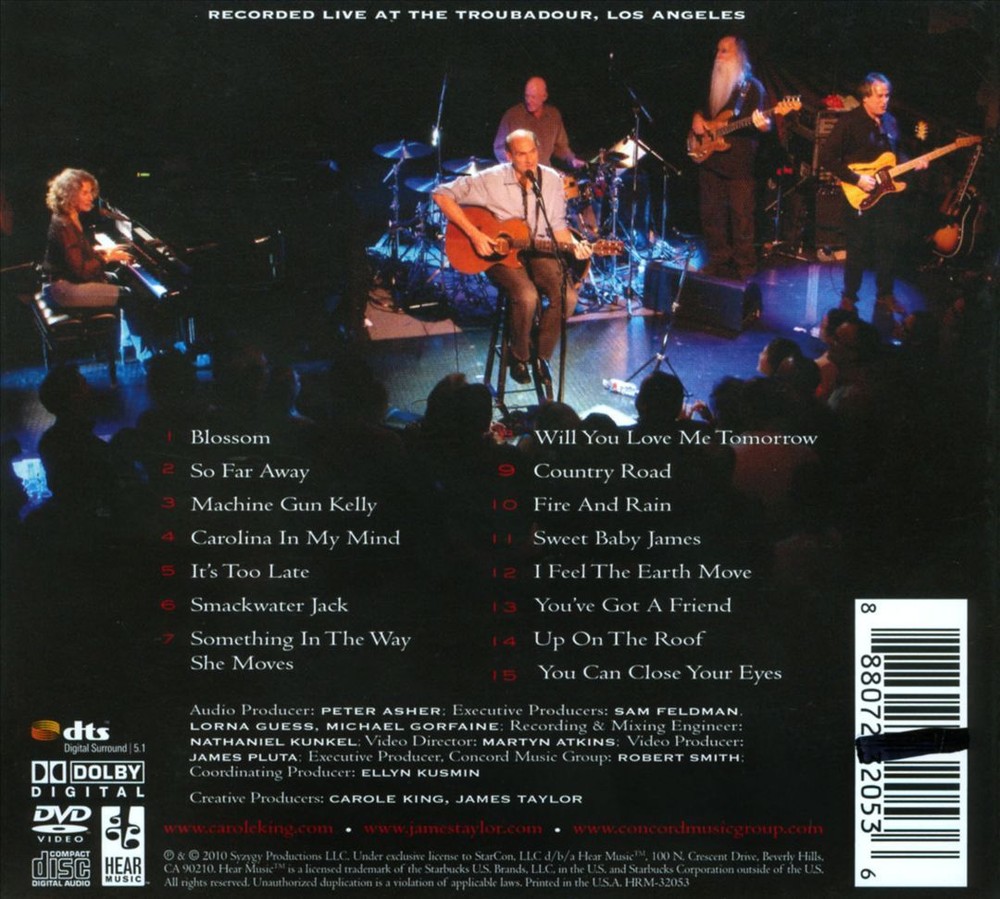 CAROLE KING / JAMES TAYLOR LIVE AT THE TROUBADOUR NEW CD & DVD