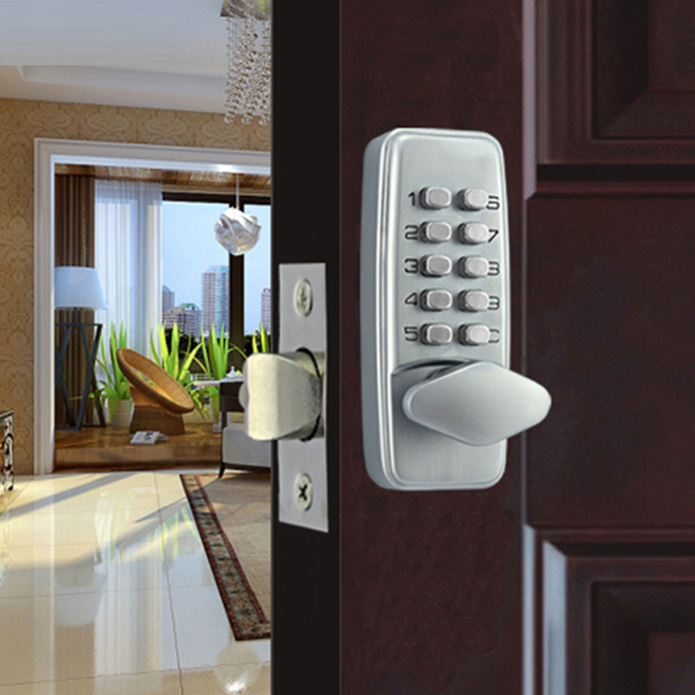 Keyless Digital Door Lock with Mechanical Password Code Silver 107x42x25mm USA-image