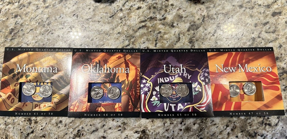 US Minted Quarter Dollar Uncirculated Sets Montana, New Mexico, Oklahoma & Utah