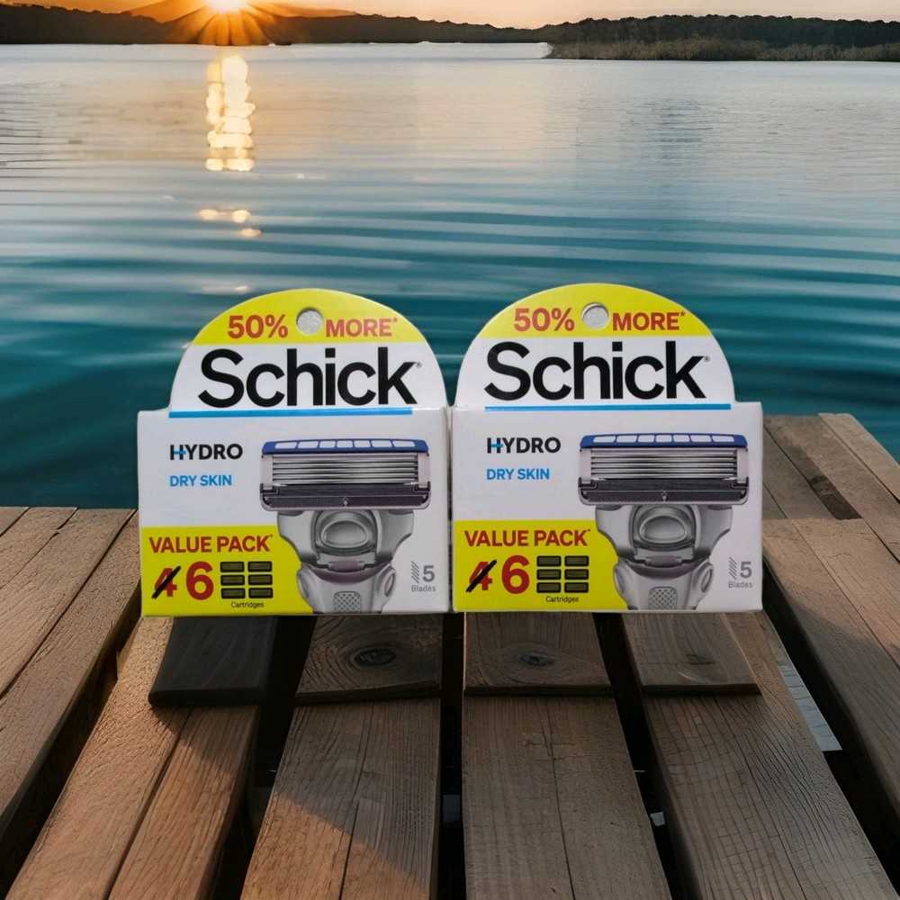 Schick Hydro 5-Blade Razor Refills for Dry Skin - 12 Cartridges Value Pack Sealed