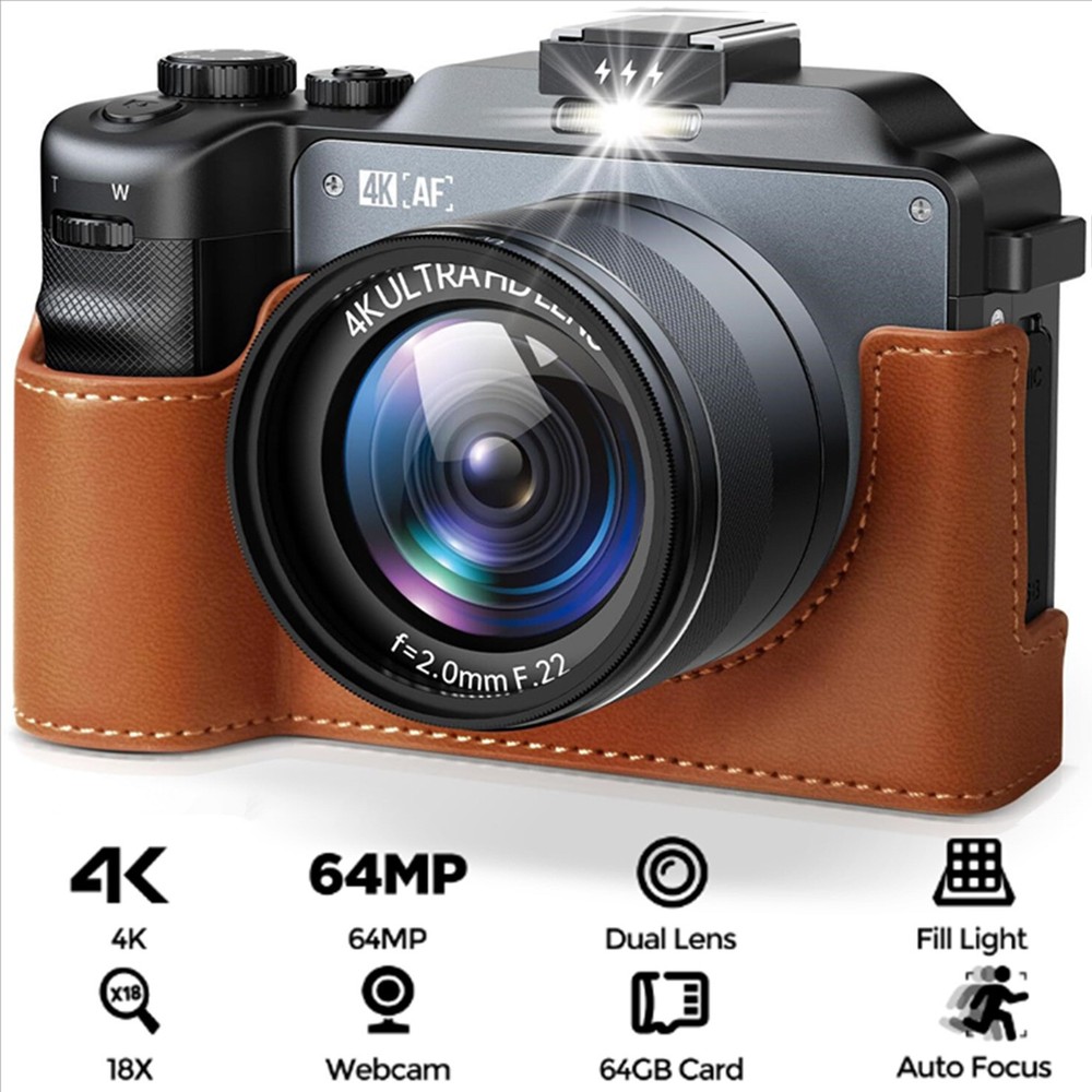 4K Digital Camera Autofocus Dual Lens Camcorder for Photography andVideo 18XZoom