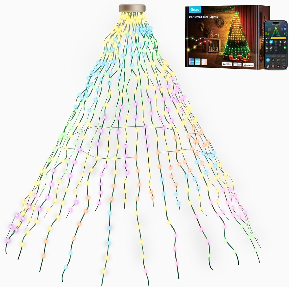 Christmas Tree Lights, Smart RGBIC 480 Leds Christmas Lights Outdoor, 6.6Ft × 24