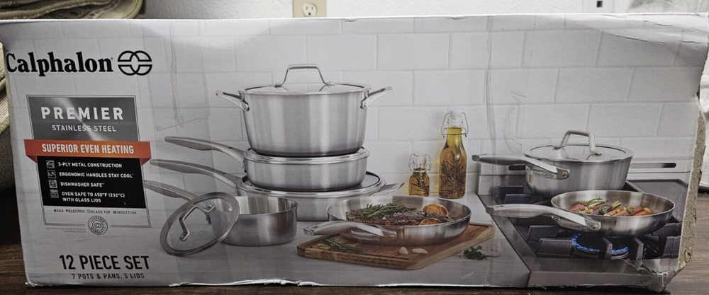 Calphalon Premier Stainless Steel Cookware Set - 12-Piece, Used-Good Condition