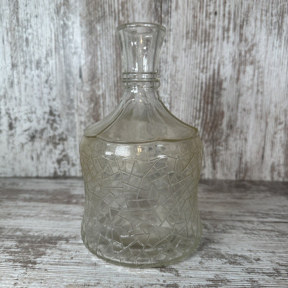 Vintage Crackly Glass Liquor Decanter - Very Pretty!