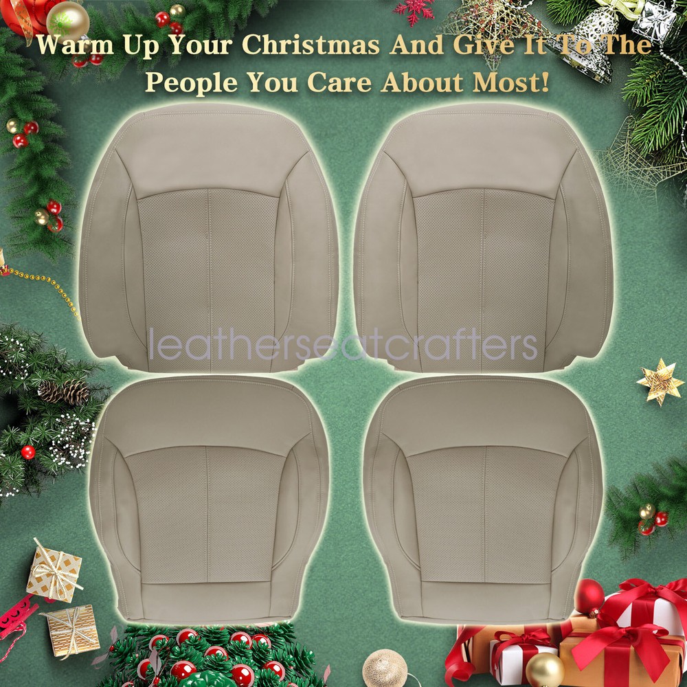 For 2010-2013 Buick LaCrosse Driver/Passenger Bottom/Top Seat Cover Leather Tan