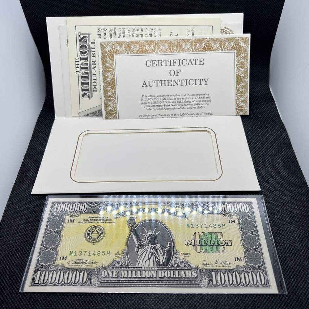 Million Dollar Bill - IAM Collector Series 1988 With Cert of Auth & Paperwork