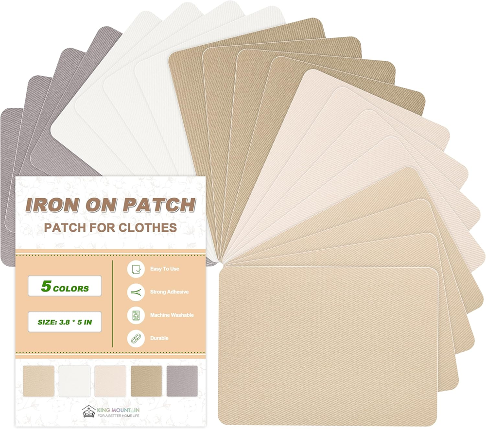 Iron on Fabric Patches for Clothes - 20 Pack 100% Cotton Cloth Repair Patches
