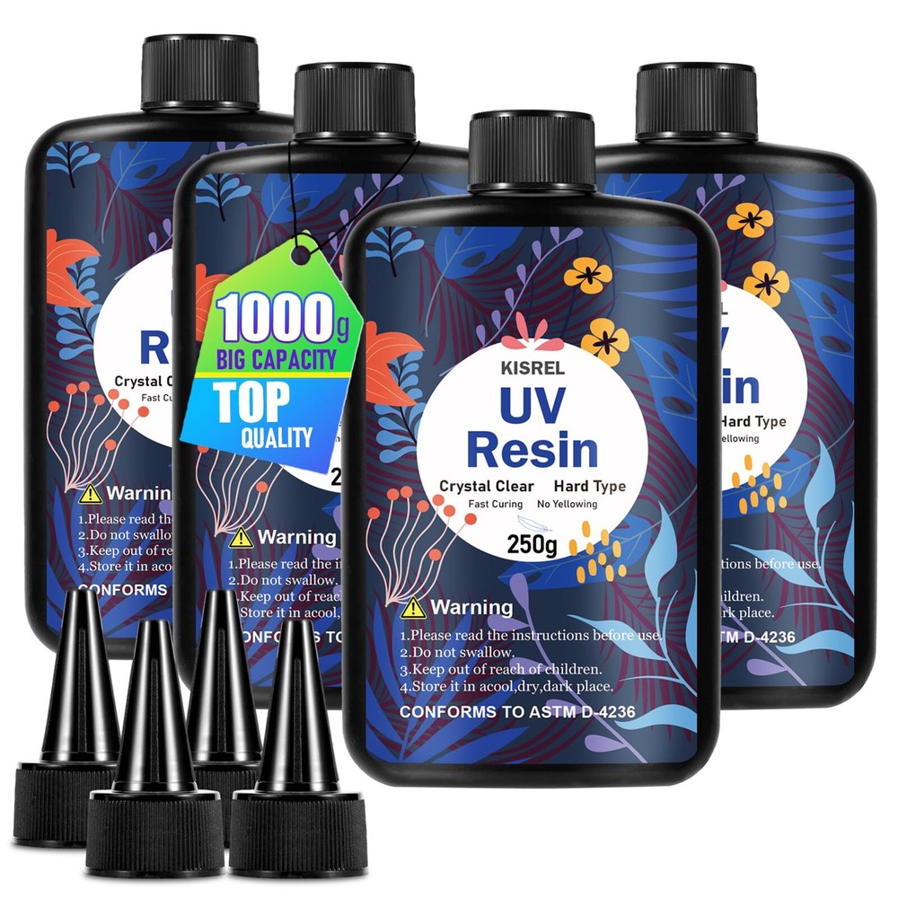 1000g Hard UV Resin Kit - 4 x 250g Crystal Clear Fast-Curing Epoxy