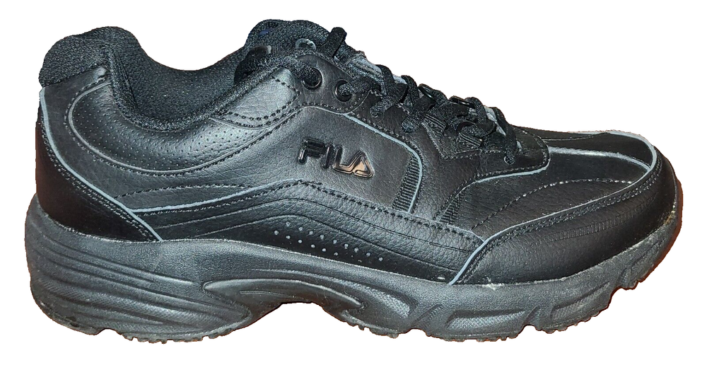 FILA Men's Work Shift Black Memory Foam Slip-Resistant Sneakers Size 8