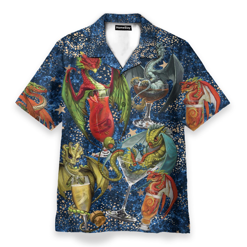 Dragon Cocktail Mens Buttons Up Shirts   Hawaiian Shirt