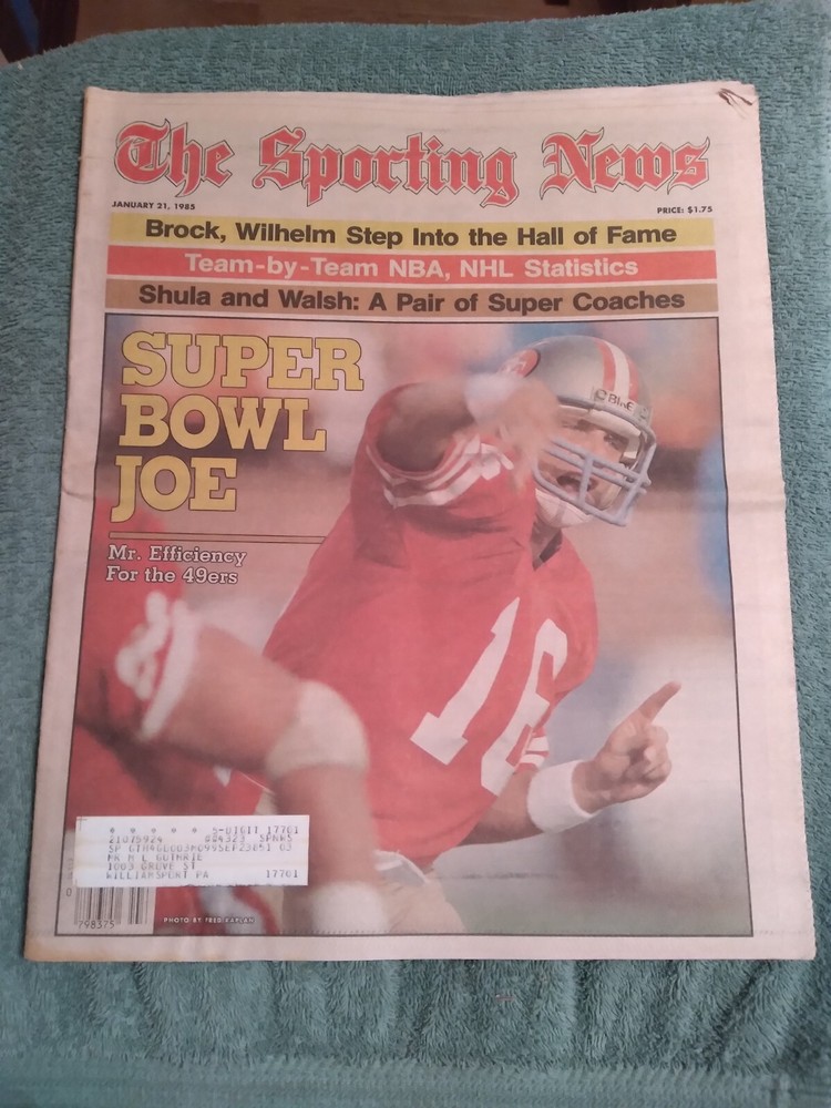 January 21, 1985 The Sporting News Super Bowl Joe/49ers HOF QB Joe Montana