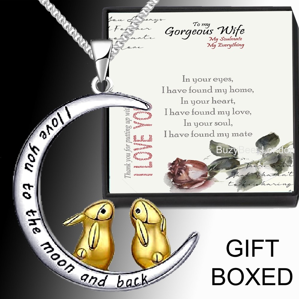 To My Wife Gift Silver Necklace Message Gift Box Wife Love You Black FRIDAY