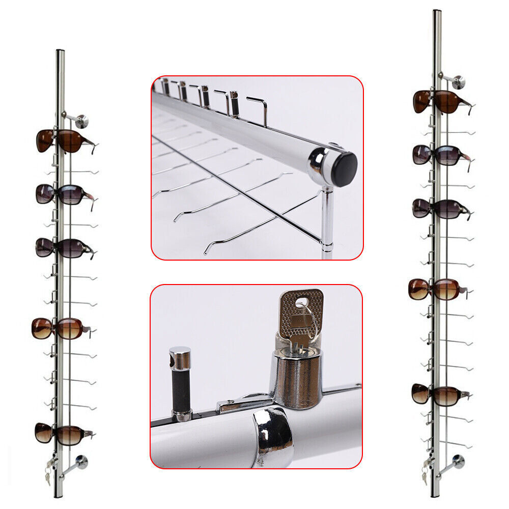 10 Pcs Aluminum Lockable Eyeglasses Display Rod Frame Rack for Sunglasses