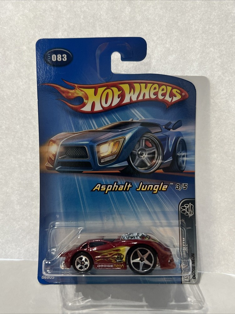 🌟🌟 Rare Collectible Gift Red 2005 HotWheels #083 Asphalt Jungle Dodge Neon 3/5