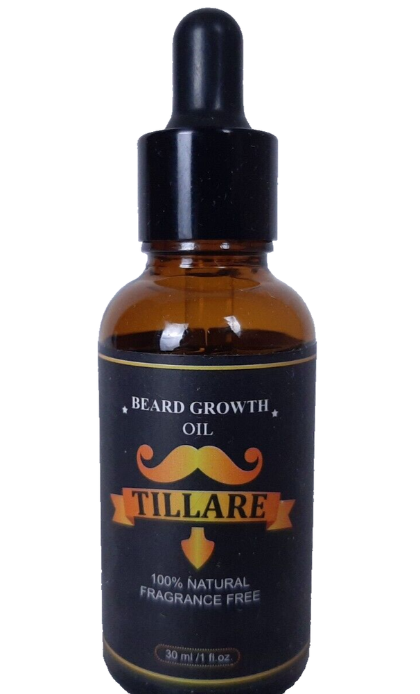Tillare Beard Growth Oil 1 Fluid Ounce Dropper Bottle Fragrance Free All Natural