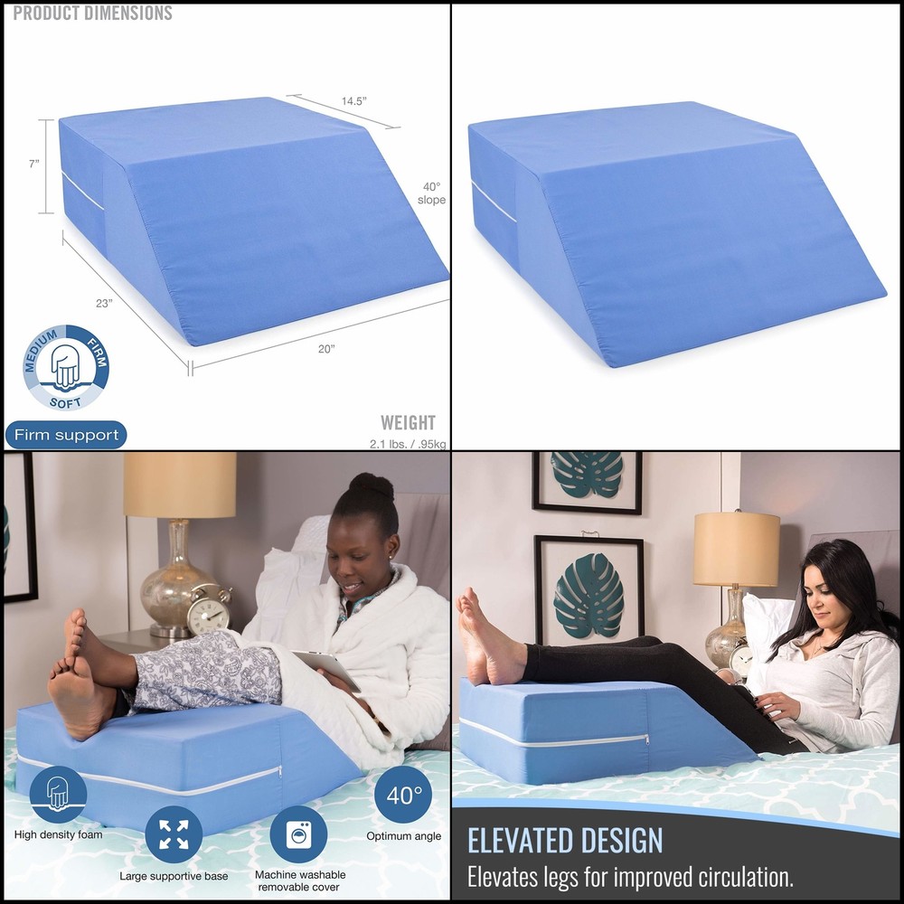 Foam Memory Pillow Wedge for Leg Back Pain Relief and Better Sleep  
