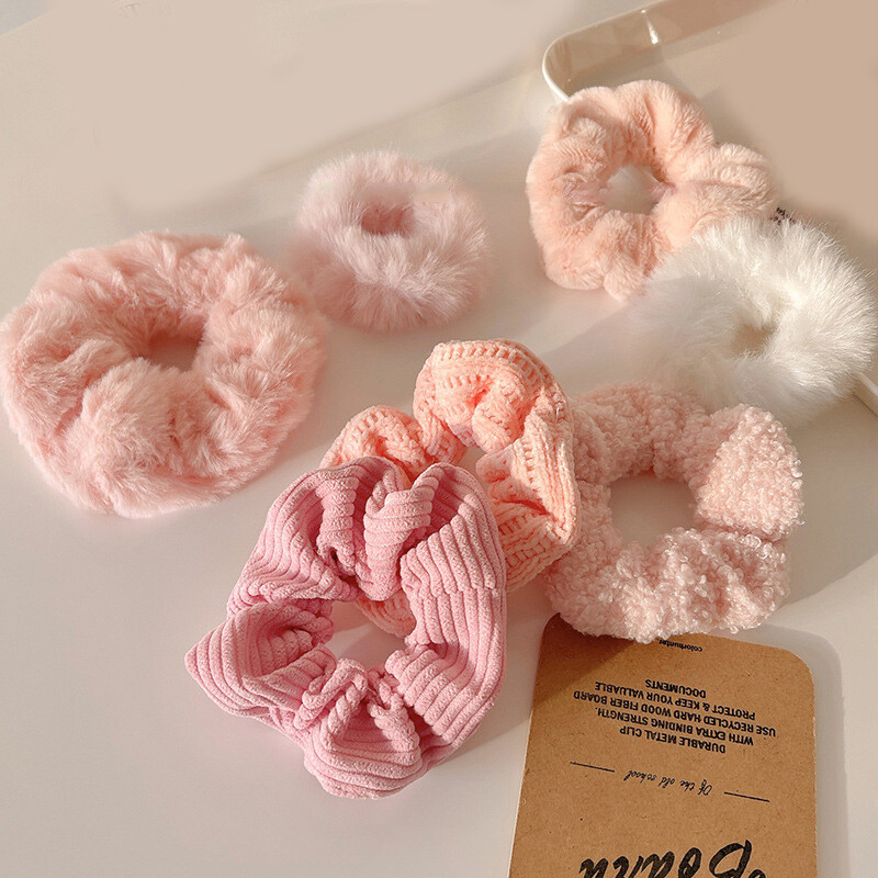 Faux Fur Large Intestine Hair Ring Elastic Rubber Band Hair Accessories ✿