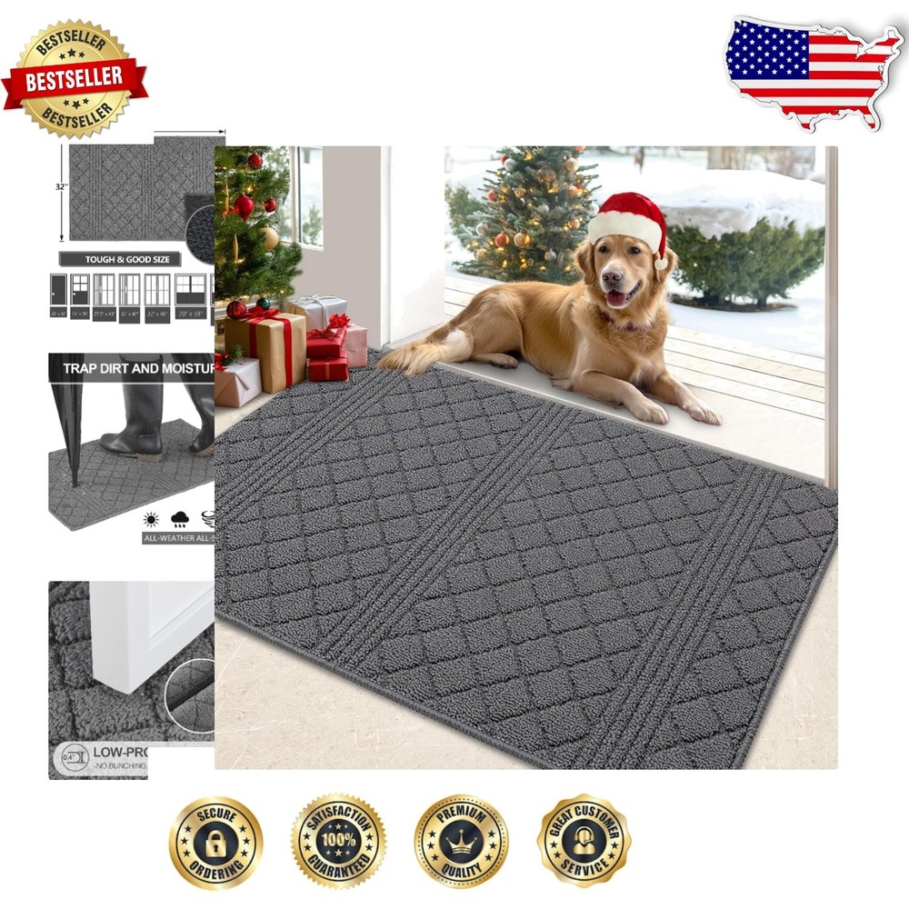 Versatile 32x40” Indoor Doormat - Washable, Stain-Resistant, Non-Slip,