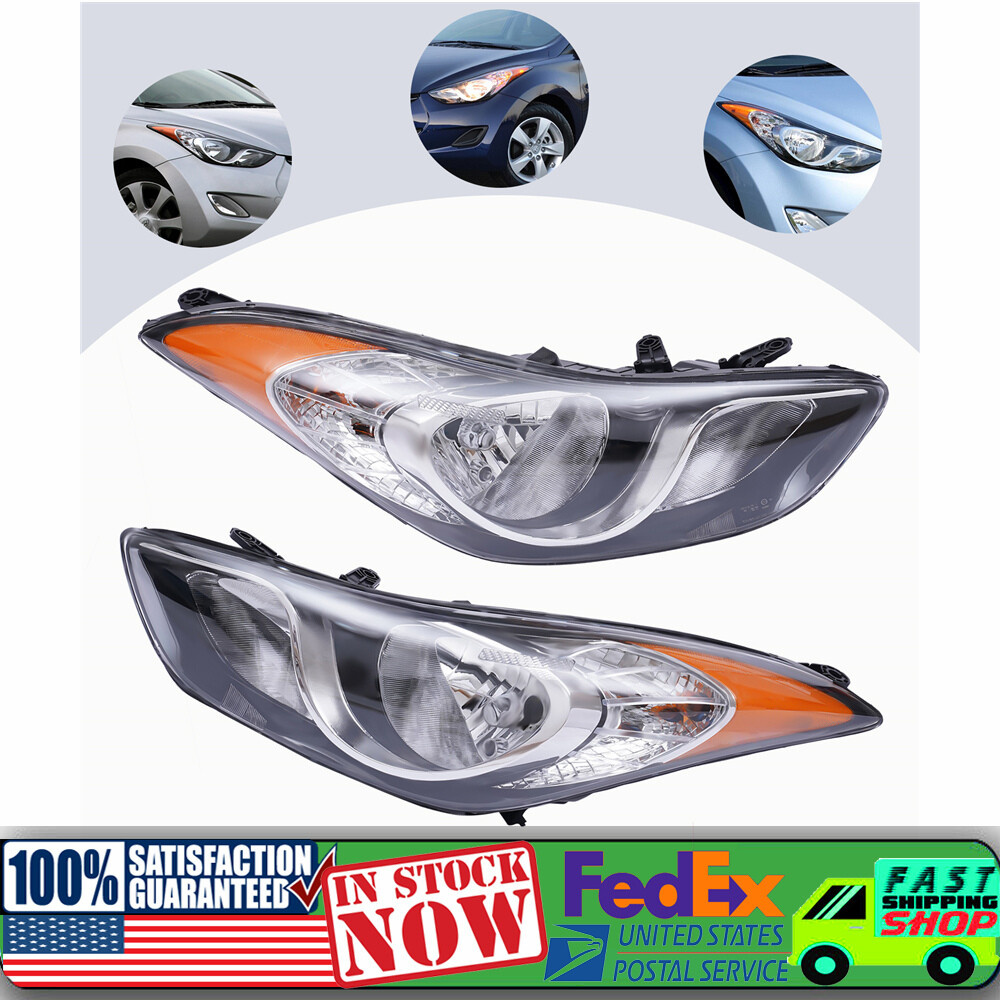Pair Front Light Halogen Headlight Lamp For Hyundai Elantra 2011-2013 1.8L 2.0L