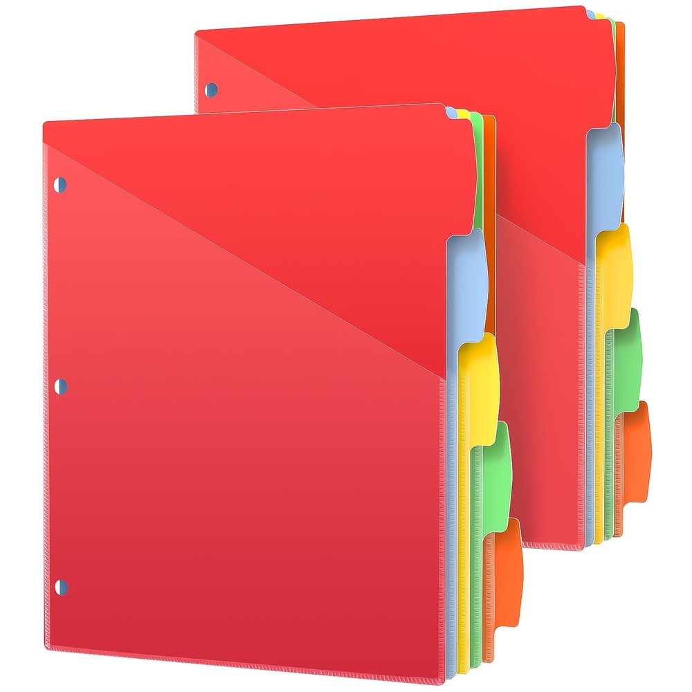 HABGP 10PCS/2 Set 3 Ring Binder Dividers with Tabs, Dividers with Clear Front...